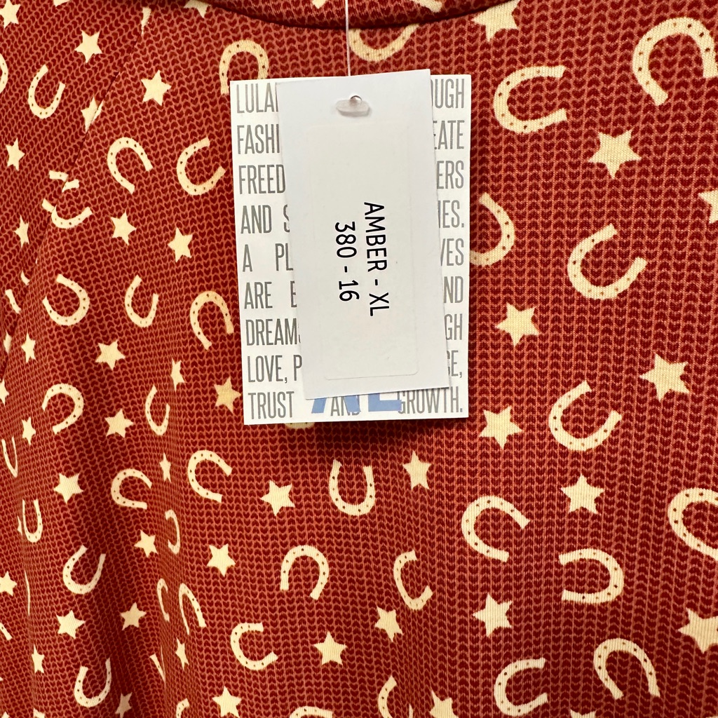 Lularoe Amber Xl 18/20 Lightweight Hoodie Horseshoe & Star Western Print Nwt